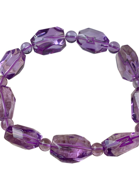 天然冰透紫水晶刻面随形手链情侣