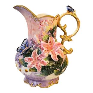 方亚陶瓷百合花花瓶摆件家居入新房结婚礼品电视柜玄关餐厅柜酒柜