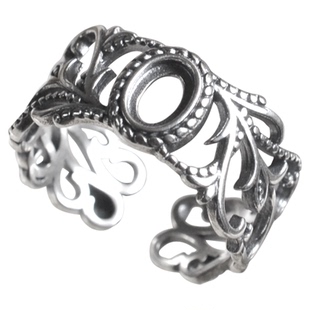 燕子家vintage复古s925银戒指空托活口小众手作纯银戒指托4*6开口