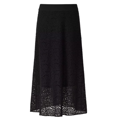欧美中长款A字水溶性蕾丝半身裙