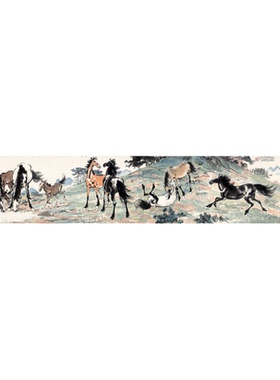 徐悲鸿《春山十骏图》挂墙装饰画