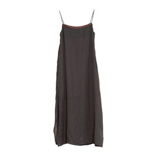 InchLim 开叉直筒吊带叠穿连衣裙 撞色翻边长裙 两侧翘边裙子