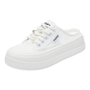 夏天薄款透气舒适网鞋透气不闷脚女鞋单网半托鞋厚底小白浙江潮鞋