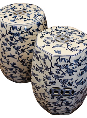 新中式青花瓷八角凳摆件