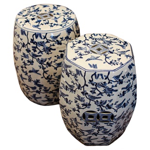 【本尼家】新中式陶瓷鼓凳青花瓷八角凳摆件边几换鞋凳花架