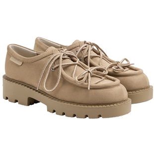 CHARLES&KEITH夏季女鞋CK1-70381172-1厚底仿麂皮系带乐福鞋单鞋