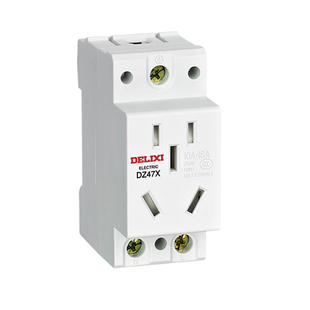 德力西模数化插座DZ47X导轨式二插10A轨道三16A五孔10A空开插头25