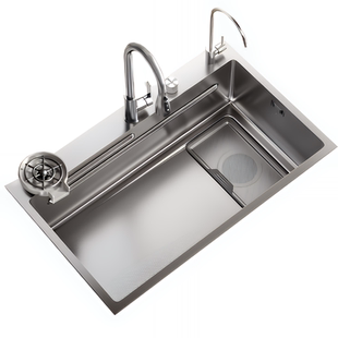 厨房洗菜盆米粒集渣加厚5MM水槽大单槽家用304不锈钢台下盆洗碗槽