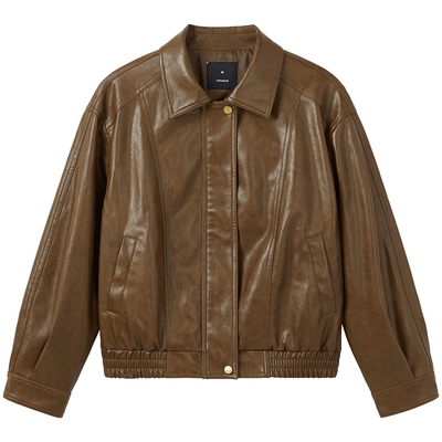 热风2026年春季新款女复古PU外套