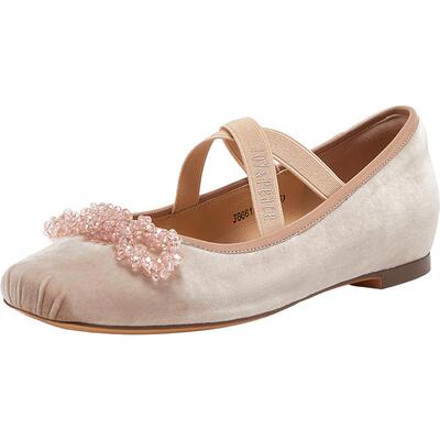 真美诗少女的梦2024秋季新款温柔气质丝绒芭蕾舞鞋单鞋女J8661CQ4