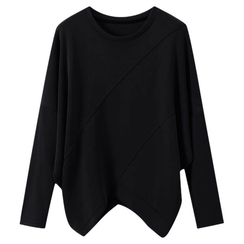 Basic House/百家好设计感不规则圆领卫衣女宽松显瘦慵懒风上衣秋