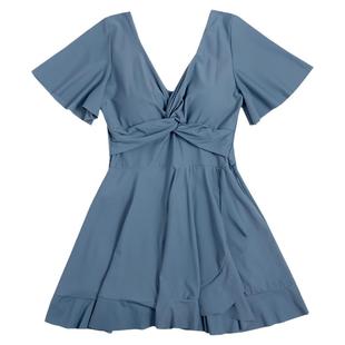 韩国保守游泳衣女款连体裙式200斤胖mm遮肚显瘦平角裤泡温泉泳装