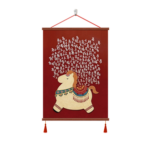 马上有钱客厅沙发背景墙壁装饰画寓意好马年玄关壁画2026新年挂画