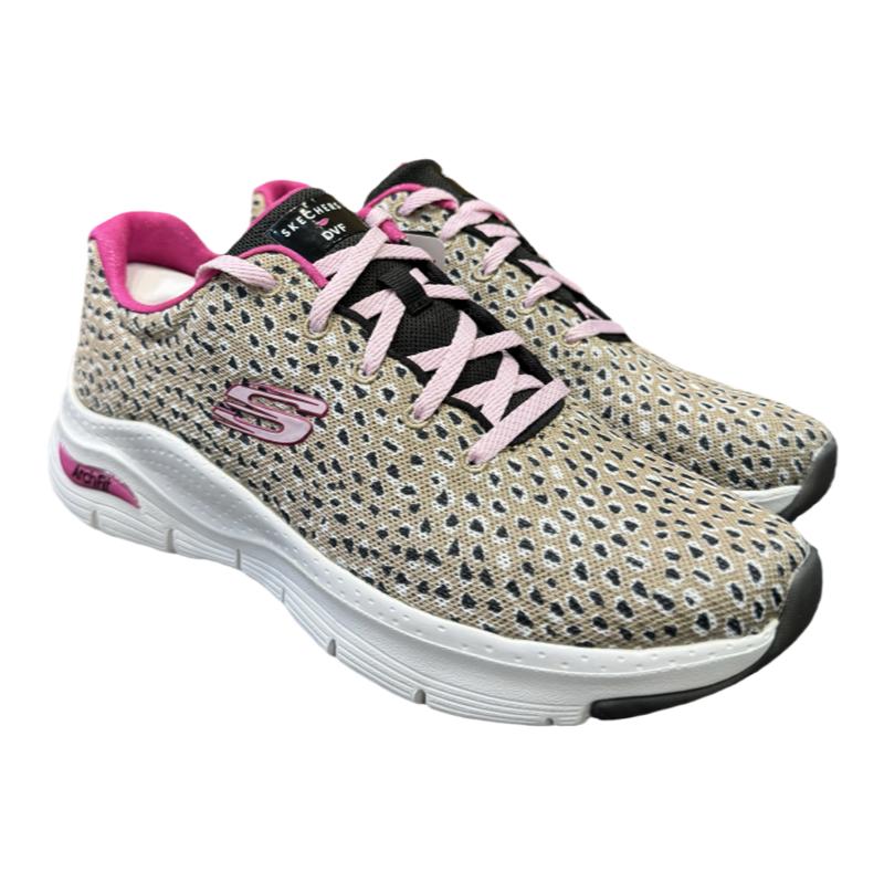 斯凯奇Skechers女鞋夏新豹纹足弓轻质跑步鞋缓震休闲鞋149677