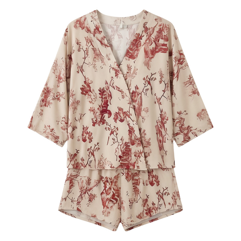 新中式带胸垫三件套夏季家居服