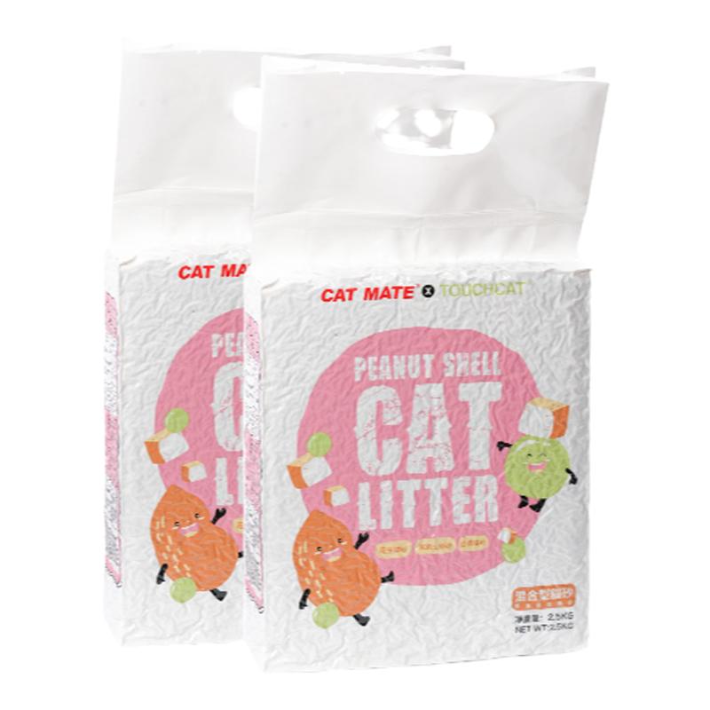 Touchcat它它 花生壳混合猫砂2.5kg装膨润土豆腐砂20斤除臭低尘