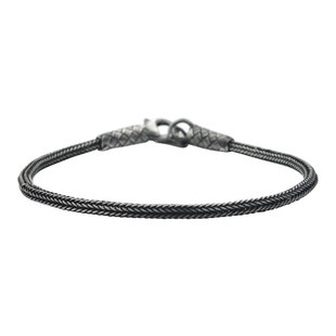 LUCKYMOJO土耳其极简主义纯银手链男手工编织银手绳情侣款可穿珠