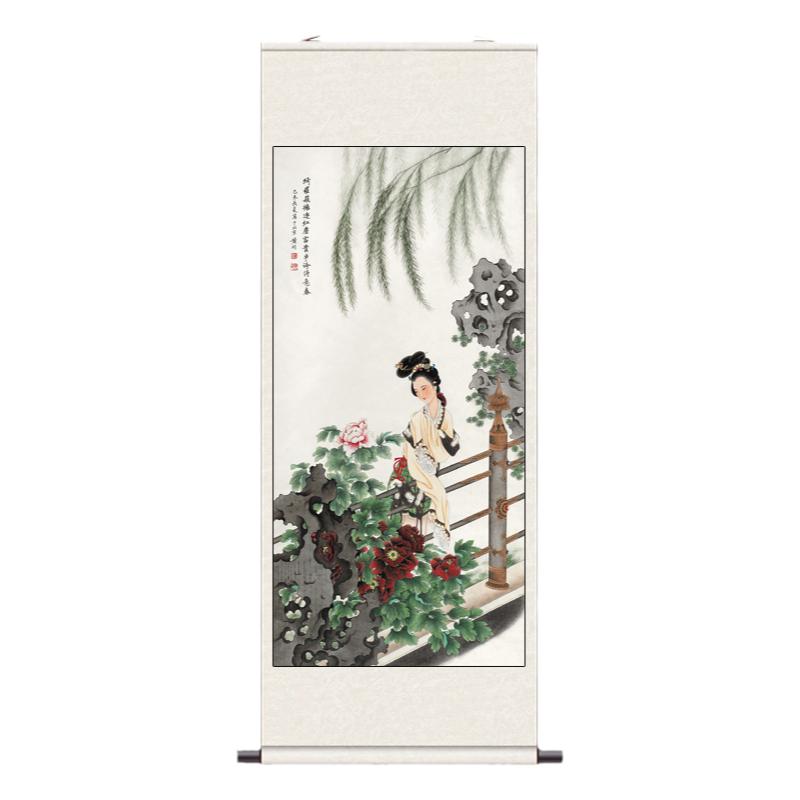 丝绸画卷轴画成品挂画客厅