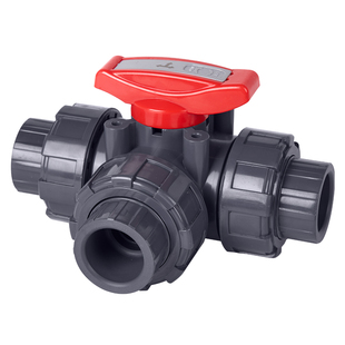 戎生UPVC三通球阀T型L型塑料三通阀开关PVC化工水管管路多路阀门