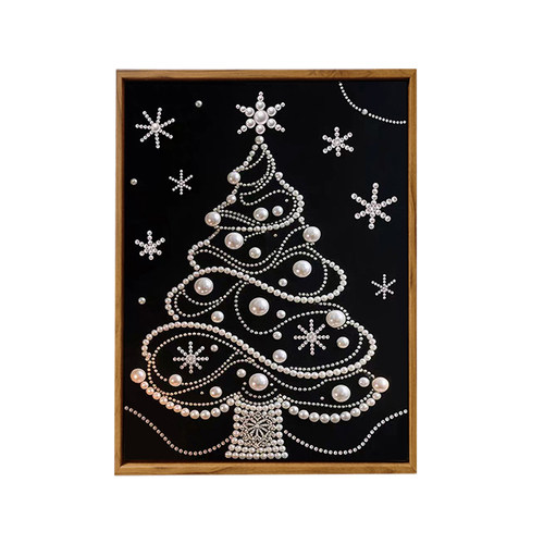 侘寂风珍珠圣诞树DIY材料包圣诞节手工礼物北欧风高级感装饰挂画