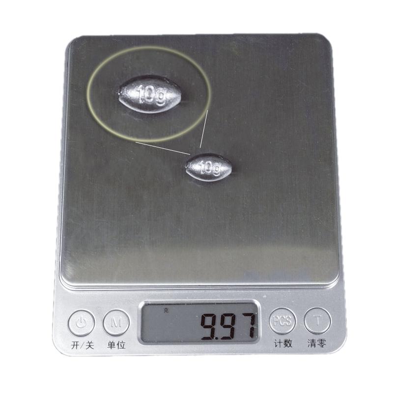 橄榄形水滴铅坠套装中通空心桥筏矶钓抛竿远投铅20g50100克通芯铅