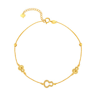 水贝黄金官方旗舰店18K金葫芦手链女款镂空玫瑰金轻奢礼物送女友