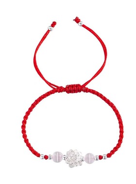 新中式足银好运莲莲编织轻奢手链