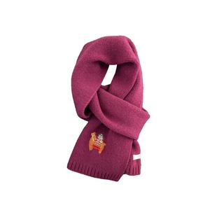 “英国圣诞”100%美利奴羊毛高级感针织围巾精致刺绣情侣围脖礼物