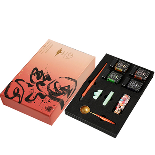 Ostrich鸵鸟墨水国风文创礼盒国色山河彩色墨水钢笔礼盒火漆印章套装商务学生用钢笔硬笔书法生日礼物送老师