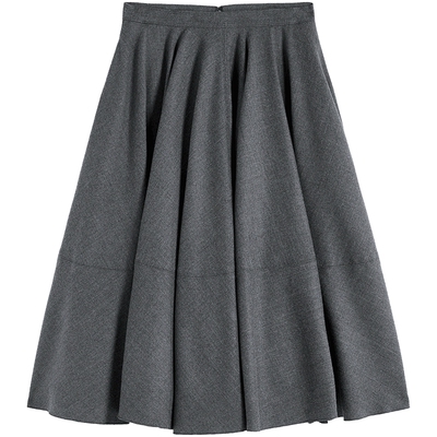 【明星同款】EXCEPTION例外女装冬季新品绵羊毛混纺A型半身裙