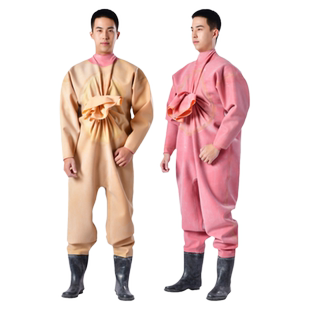 全身加厚橡胶下水裤捕捉鱼抓鱼全封闭皮叉连体衣鞋挖藕涉潜防水服