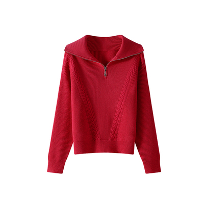 【暖阳针织】OSA欧莎海军领针织衫女冬新款慵懒复古绞花毛衣上衣