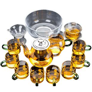 玻璃茶具套装功夫茶杯花茶壶透明简约现代小套红茶喝茶泡茶器家用