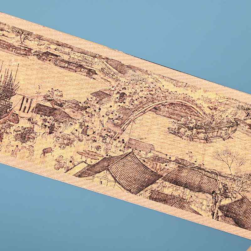 创意国风名画千里江山图贴亚克力贴冰箱磁贴卷轴文博物馆创冰箱