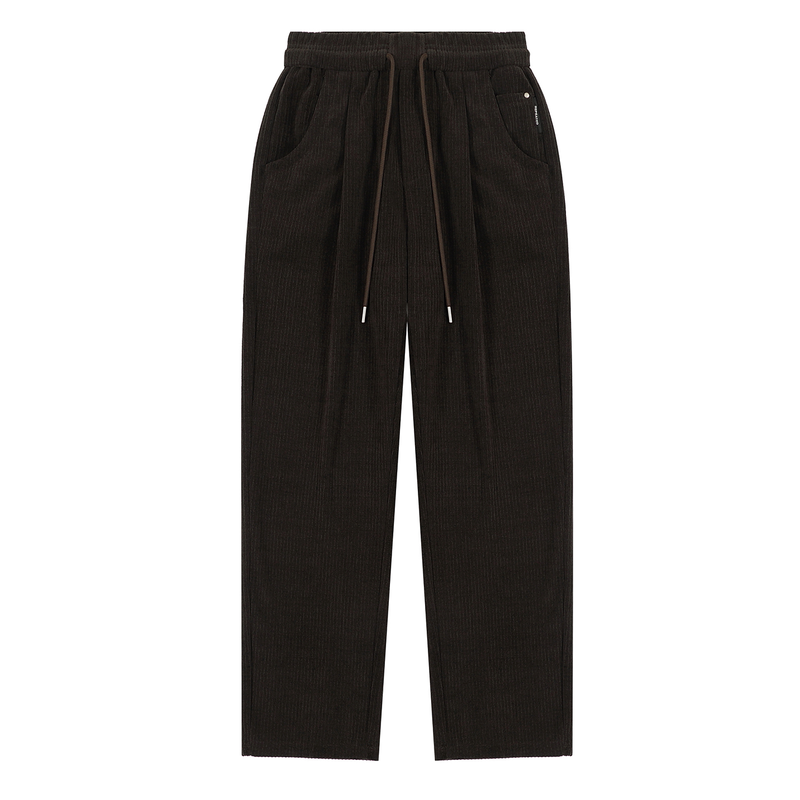 BSIJA/毕厶迦2025冬季纯色简约休闲裤通勤舒适松紧宽松直筒长布裤