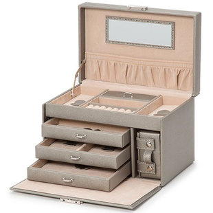 英国WOLF Heritage小号首饰盒项链戒指耳环手镯手表珠宝带锁3色选