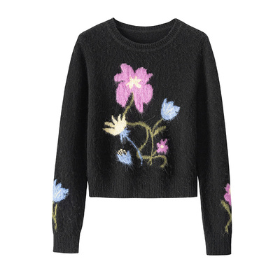 BANANACICI繁花套头圆领针织衫