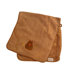 卡皮巴拉浴巾女吸水不掉毛裹巾可爱儿童加厚珊瑚绒洗澡毛巾三件套