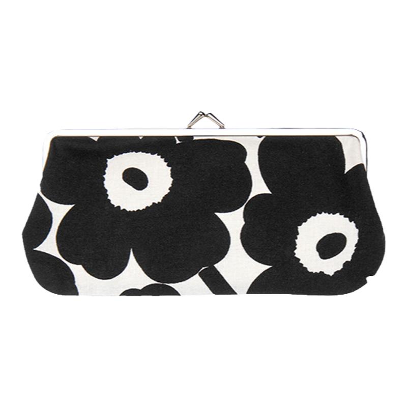 Marimekko【Unikko游霓可印花】玛莉美歌芬兰黑色别致零钱包小包