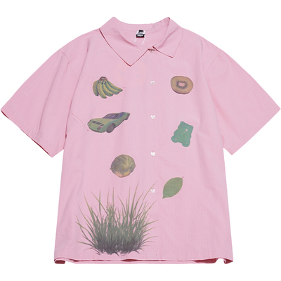 STILLYOU夏日剪贴印花短袖衬衫