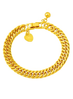 东南亚首饰品越南沙金手链男女款设计感铜合金仿真双扣老板链