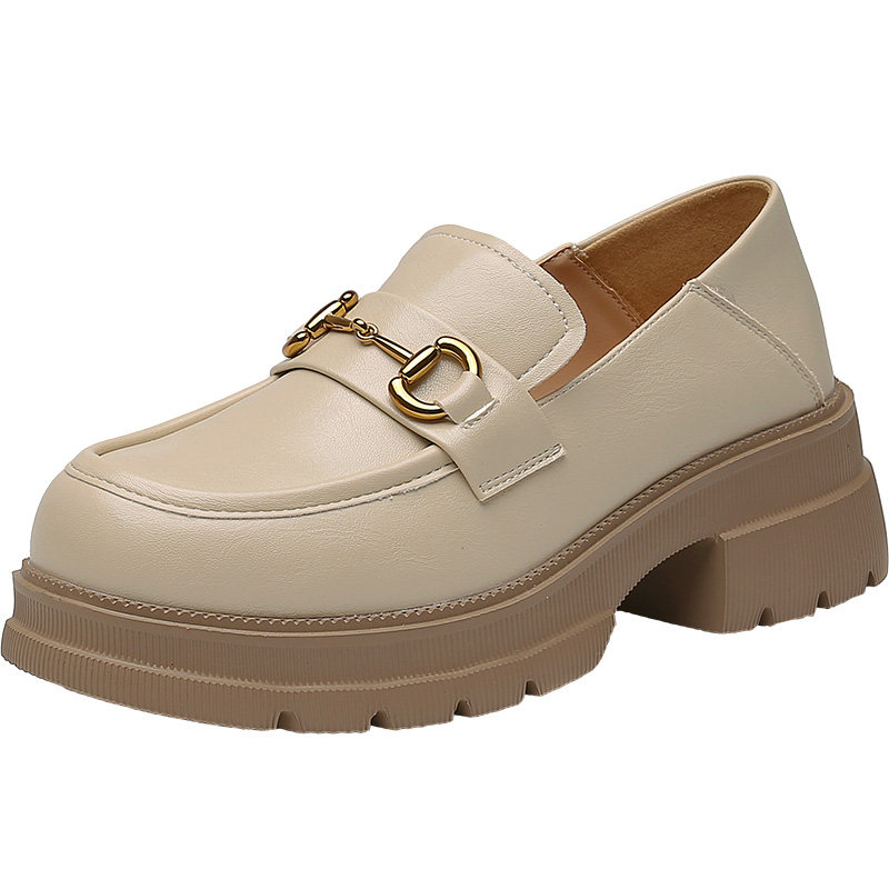 大东时尚休闲粗跟圆头乐福鞋女