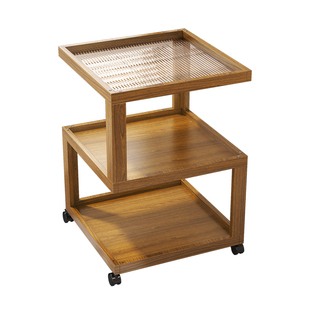 收纳置物架落地房间多层床边收纳架客厅轻奢高级感移动沙发小边几