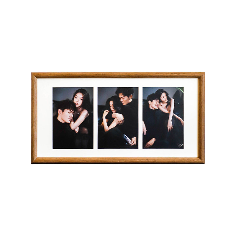 五月画馆实木摆台艺术照情侣亲子来片定制相框三连拍宫格照片画框