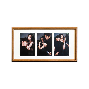 五月画馆实木摆台艺术照情侣亲子来片定制相框三连拍宫格照片画框