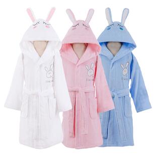 如奕纯棉儿童浴袍男童毛巾料全棉吸水速干女童秋冬季游泳洗澡睡袍