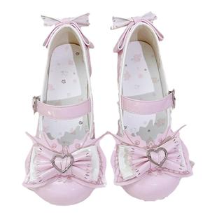 现货芙蝶少女心萌lolita原创甜美可爱乖巧蝴蝶结圆头低跟洛丽塔鞋