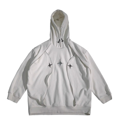 重磅oversize垫肩连帽卫衣