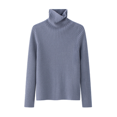 康赛妮羊绒加厚坑条高领内搭毛衣