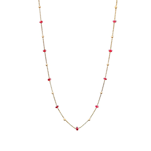可卿珠宝 绽妍 红宝石项链18k金满天星项链18k金猫眼颈链彩宝女